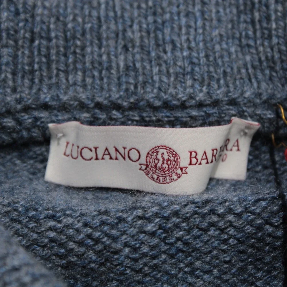 Luciano Barbera NWT Collared Knit Sweater Size 50 (US M) in Blue 100% Cashmere